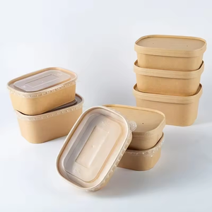 Offre Spéciale – Boîte à lunch rectangulaire en papier kraft écologique jetable avec poignée, personnalisable, biodégradable, pour plats à emporter <span class=keywords><strong>KING</strong></span> - Product Image 3