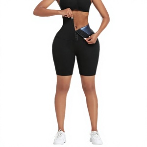 QIYU Custom High Waist Women's Spandex Elastic Zipper Closure Training Shorts Body Shaper Biker Sweat <b>Trainer</b> Leggings Home - Product Image 2