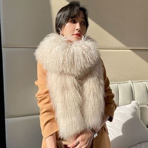 ZDFURS Écharpe en fourrure de mouton mongole et tibétaine de qualité Double face Long col en fourrure de peau entière d'hiver épaissi - Product Image 2