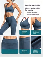 Ensemble de sport 2 pièces pour femme, couleur contrastante unie, dos élégant, soutien-gorge de yoga à bonnets fixes, antichoc et anti-transpiration, et short taille haute