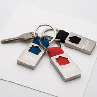 Porte-clés en forme de maison avec alliage de zinc et sangle en tissu, porte-clés unique pour la promotion immobilière
