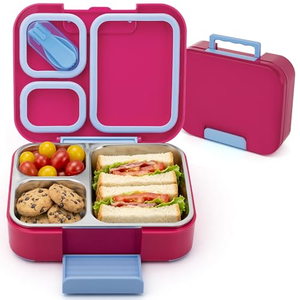 Boîte à lunch isotherme en acier inoxydable 304 à 2 compartiments, anti-fuite, pour préparation de repas, type bento japonais, avec couverts pour enfants - Product Image 1
