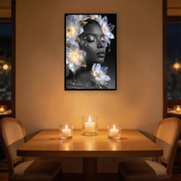 Peinture sur toile moderne de luxe en gros, élégante dame noire, art mural pour la décoration d'hôtels, villas et espaces commerciaux