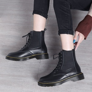 Bottes en cuir confortables pour femmes, style britannique, à lacets, mi-mollet, respirantes, printemps, automne, hiver, semelle épaisse, résistantes à l'usure - Product Image 5