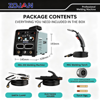 ZOJAN Nouveau soudeur MIG-200 MMA TIG 220V pour acier inoxydable, fil de 0,8 mm, flux et gaz inclus