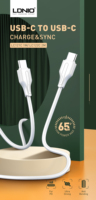 Câble de charge rapide USB-C LDNIO LC121-C de haute qualité 65W, câble de données Type-C vers Type-C, chargeur de téléphone USB PD 65W