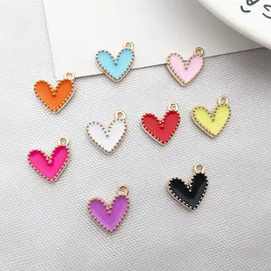 Heart shape enamel small pendant charm mix color enamel plating pendant charm handmade diy jewelry cheap component