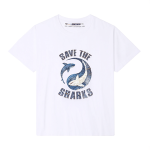 T-shirt Save The Sharks 100% cotone 210GSM Stampa DTF Abbigliamento casual unisex - Product Image 2