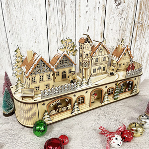 Cảnh Làng Giáng Sinh Cắt Laser Ngôi Nhà Giáng Sinh Cắt Laser Trang Trí Giáng Sinh Bằng Gỗ - Product Image 3