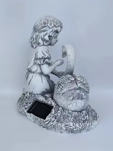 뜨거운 판매 프리미엄 서양 소녀 백조 동상 예술 장식품 수지 장식 야외 동상