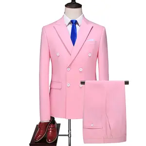 Italian Latest Double Breasted男性Fashion High Quality Business Office Formal Men 2 Piece Evening Suitsセット