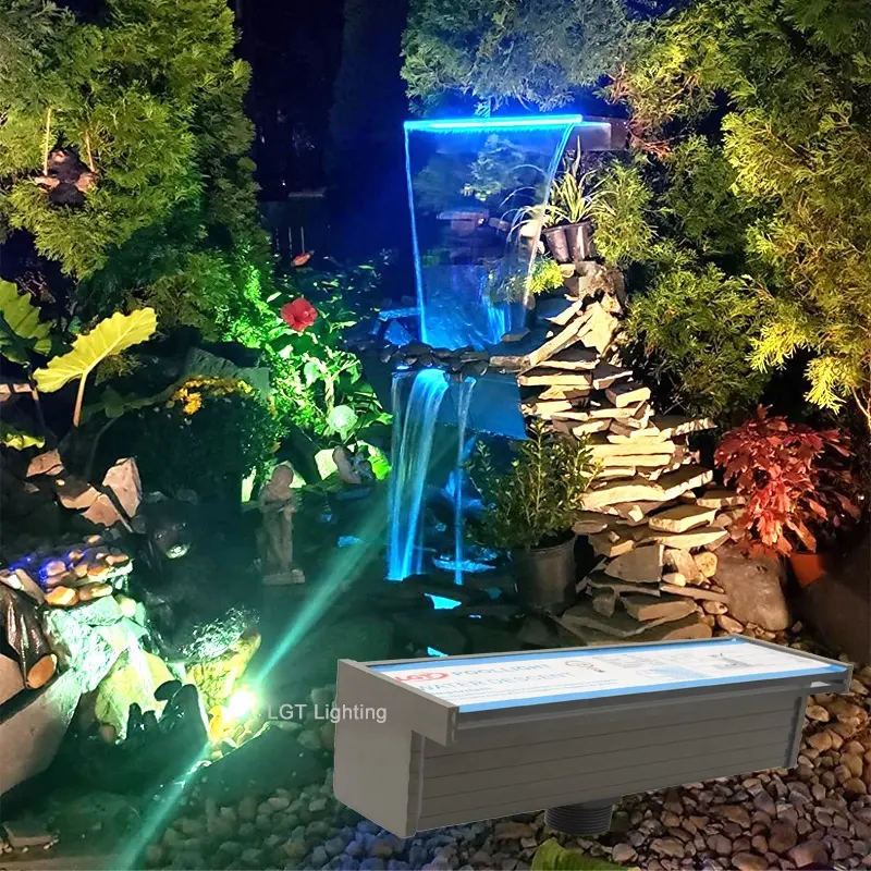 Outdoor decorative wall hanging fountain spillway ac12v led lighting artificial swimming pool waterfall sheer descent cascade