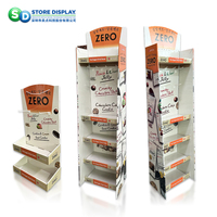 Présentoir de supermarché de haute qualité présentoir de sol en carton pour collations aliments emballés vitrine collations bien