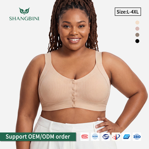 Reggiseno SHANGBINI a Costine <span class=keywords><strong>con</strong></span> <span class=keywords><strong>Apertura</strong></span> Frontale Senza Cuciture, Senza Ferretto, Facile da Indossare, Bralette <span class=keywords><strong>con</strong></span> Supporto Completo per Taglie Forti L-4XL - Product Image 1