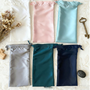 Wholesale High Quality Fashion Reusable Portable Small Satin Silk Jewelry Gift Pouch with Satin Ribbon Drawstring and Dust Bag - Product Image 6