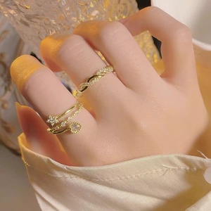 Minimalist Micro Insert Vvs Gra Moissanite Jewelry 14k Gold Filled Star and Heart Open <b>Adjustable</b> <b>Ring</b> for Women - Product Image 4