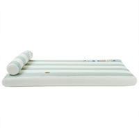 Flotteur de piscine Lilo gonflable à rayures bleu ciel en PVC épaissi-radeau en plastique durable avec appui-tête pour enfants adultes fête de natation