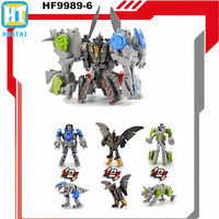Juego de Juguetes Transformables de Dinosaurios HTL 6 en 1, Combinación de Mecha Gigante Transformable, Juguetes Combinables, Bloques de Construcción DIY para Niños