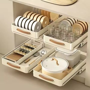 Organisateurs de maison coulissants sous l'évier avec <span class=keywords><strong>film</strong></span> adhésif Nano Tiroirs coulissants fixes Organisateur d'armoire Cages de rangement - Product Image 2
