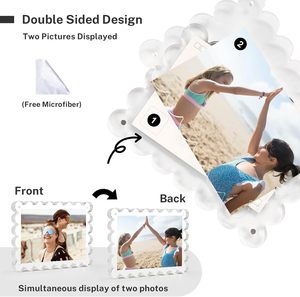 Marco de Fotos Acrílico de Doble Cara con Borde Festoneado, Soporte de Escritorio, Marco de Fotos Acrílico Transparente, Marcos Festoneados para Fotos - Product Image 4