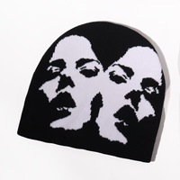 Gorro de Punto Personalizado Y2K con Logotipo Jacquard, Gorro de Invierno con Logotipo en Toda la Superficie, Gorro de Calavera con Bordado 3D para Playa o Negocios