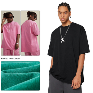 T-shirt épais en coton de 270 grammes T-shirt lavé à l'acide surdimensionné imprimé de logo personnalisé de haute qualité vente en gros - Product Image 3