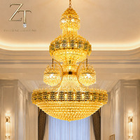 Lustre en cristal de grande taille pour hall d'hôtel, villa de mariage, design de luxe antique, luminaire suspendu pour escalier