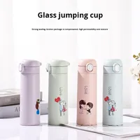 Gobelet à eau en verre pour étudiants à paroi simple isolé avec couvercle pop-up anti-fuite, isolation thermique, portable, pratique pour les filles sportives