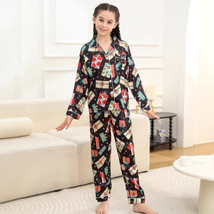 Set Pigiama Casual a Maniche Lunghe per Donna, Morbido Completo in Poliestere Simil-Seta a Due Pezzi con Stampa, Adatto per Età 8+ - Product Image 2