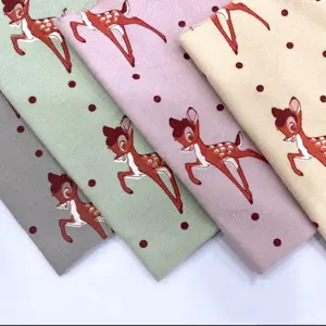 Custom Christmas deer printed cotton fabric Flannel cotton 150gsm 100% Cotton Fabric for Shirt Dress with Good Quality