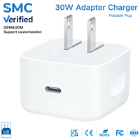 Chargeur Type C 30W OEM ODM, chargeur rapide PD, chargeur de téléphone avec prise pliable Type C, charge rapide pour iPhone, adaptateurs de charge
