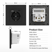 Prise de courant EU, prise avec port de charge USB et Type C 2.1A/3.1A 16A, panneau PC blanc/gris 86mm*86mm, prise murale Russie Espagne