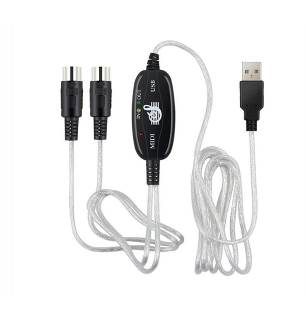 Usb Type-a to 5-pin Din Midi Interface Cable Pvc Insulated Plug & Play 480 Mbps 2m for Keyboard Synthesis Music Studio Recording