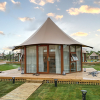 Tente de glamping de luxe semi-permanente en toile de safari, double couche, quatre saisons, ignifuge, pour hôtel-resort et retraite écologique