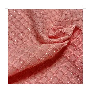 Wholesale Wool Channel Tweed Women Coat Fabric Jacquard Polyester Tweed Jacket Fabric