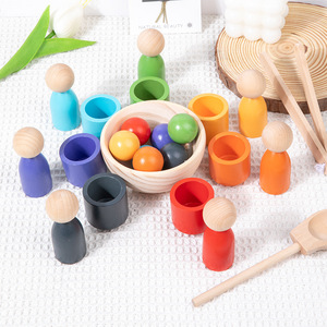 ถ้วยไม้สำหรับเรียงลำดับสี ของเล่นเสริมพัฒนาการสำหรับเด็กอายุ 4-6 ปี ชุดการเรียนรู้แบบมอนเตสซอรี่ - Product Image 2