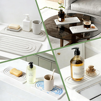 2 pièces de sous-verres en diatomite absorbants, tapis de séchage rapide en pierre, plateaux pour savon liquide et solides