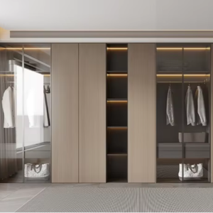 Armario de Dormitorio Moderno Independiente Personalizado, Armario de Madera con Acabado Brillante y Vidrio, Muebles de Bricolaje - Product Image 1