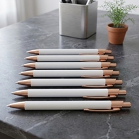 Stylo bille blanc vierge en stock pour sublimation par transfert thermique DIY, stylos promotionnels en gros