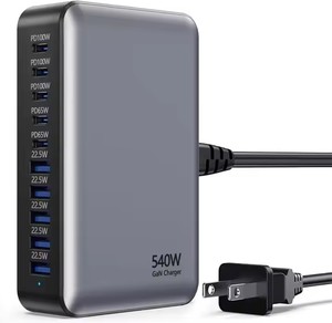 Station de charge <span class=keywords><strong>USB</strong></span> GaN 540W à 10 ports pour ordinateur de bureau et portable, avec options de charge multiples et fonction SCP - Product Image 1
