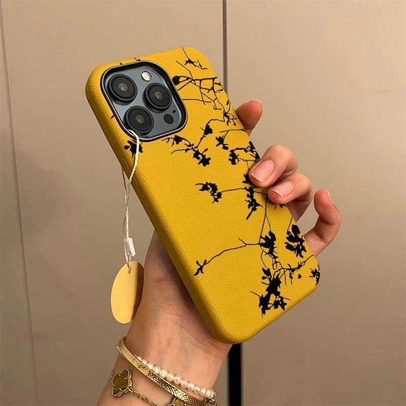 Minimalist Branch Flowers [Orange Plain TPU]