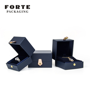 Forte 2024 High-End Blue PU Leather Jewelry <b>Box</b> Custom logo Luxury <b>Earrings</b> Pendant Necklace Ring <b>Box</b> Jewelry Packaging <b>Box</b> - Product Image 3