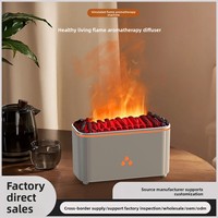 Humidificateur d'air à flamme simulée avec éclairage d'ambiance coloré, design compact pour bureau, capacité de 0,5 L, bruit de 36 dB, télécommande
