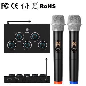 DS P Reverb Tone Metal Dynamic Wireless Microphone Karaoke Mixer for Smart TV <strong>Blue</strong>-Ray Player <strong>Crystal</strong> Sound 100 Feet Range - Product Image 2