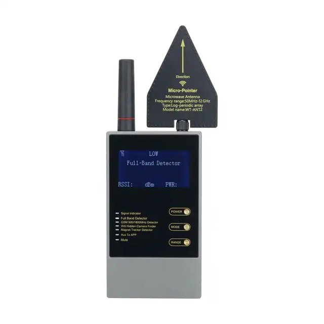 WT10 Personal Use RF Signal Hidden Camera Spy WiFi GSM Sound GPS Tracker Anti-Spy Bug Detector Features