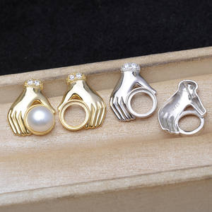 Base para Joyería de Perlas DIY, Plata S925, 9.5-9.7mm, Modelo JG6087, Base Vacía para Perlas Mabei, Tamaño de Perla 6mm - Product Image 1