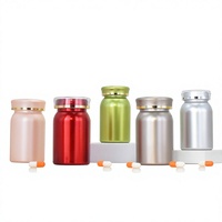 Flacon PET haut de gamme pour compléments alimentaires, pilules et gélules, capacité 150 cc, couvercle double couche, estampage à chaud doré