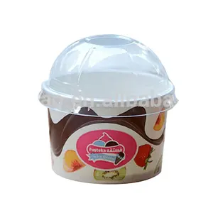 Бумажный стаканчик для мороженого с крышкой