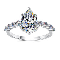 Bague d'engagement en argent sterling S925 avec moissanite couleur D VVS1 certifiée GRA et pierres latérales en forme de poire pour femme