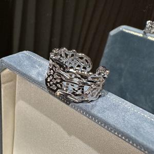 แหวนเงินแท้ S925 ลายดอกไม้ 18K ดีไซน์เรียบง่าย ทันสมัย มีเอกลักษณ์ ดีไซน์แบบเปิด สำหรับใส่ลำลอง - Product Image 1